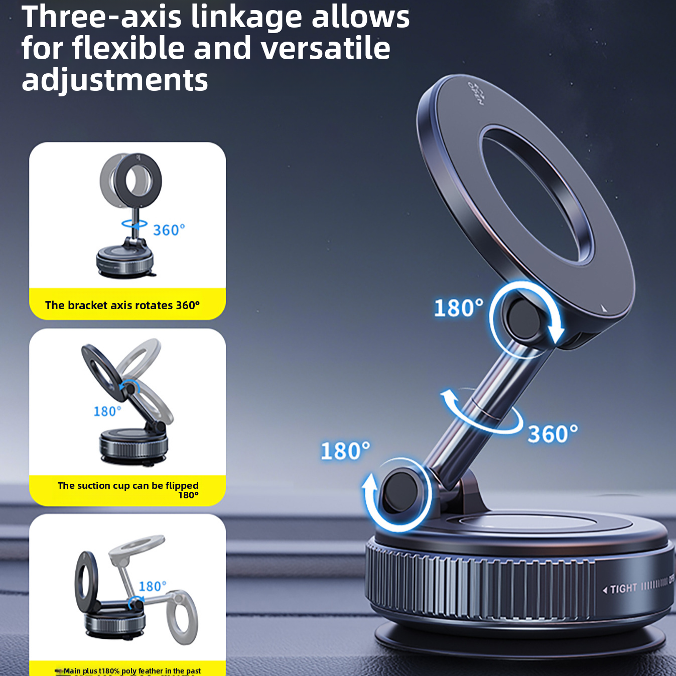Supporto Auto Magnetico Universale | Ventosa & Nano Suction | Rotazione 360° | iPhone & Android