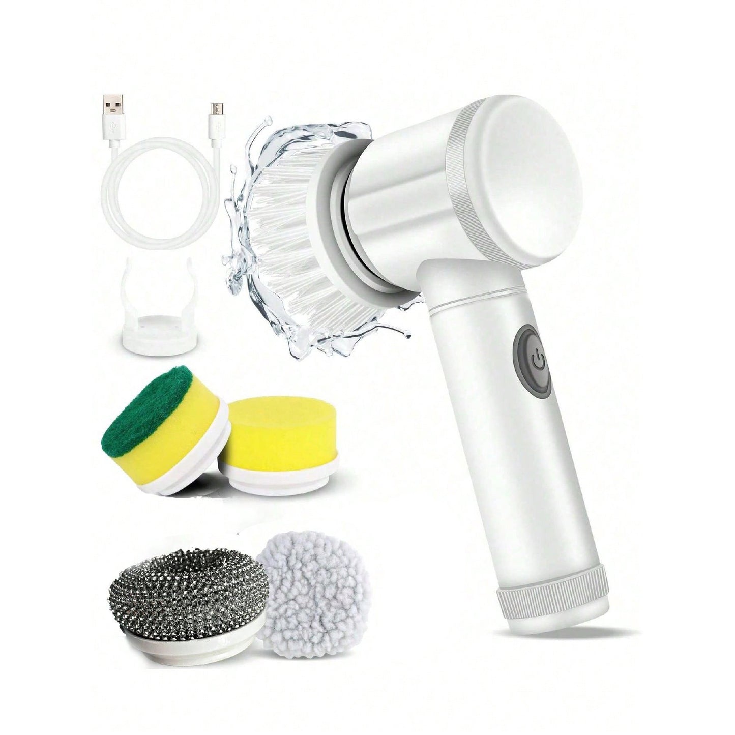 Spazzola Elettrica Multifunzione | Cucina, Bagno & Scarpe | 3/5/6 Testine | Grigio & Bianco
