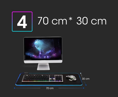 Mousepad LED RGB Gaming — 14 Modalità Luce, Antiscivolo, Multidimensione — Per PC e Gamer