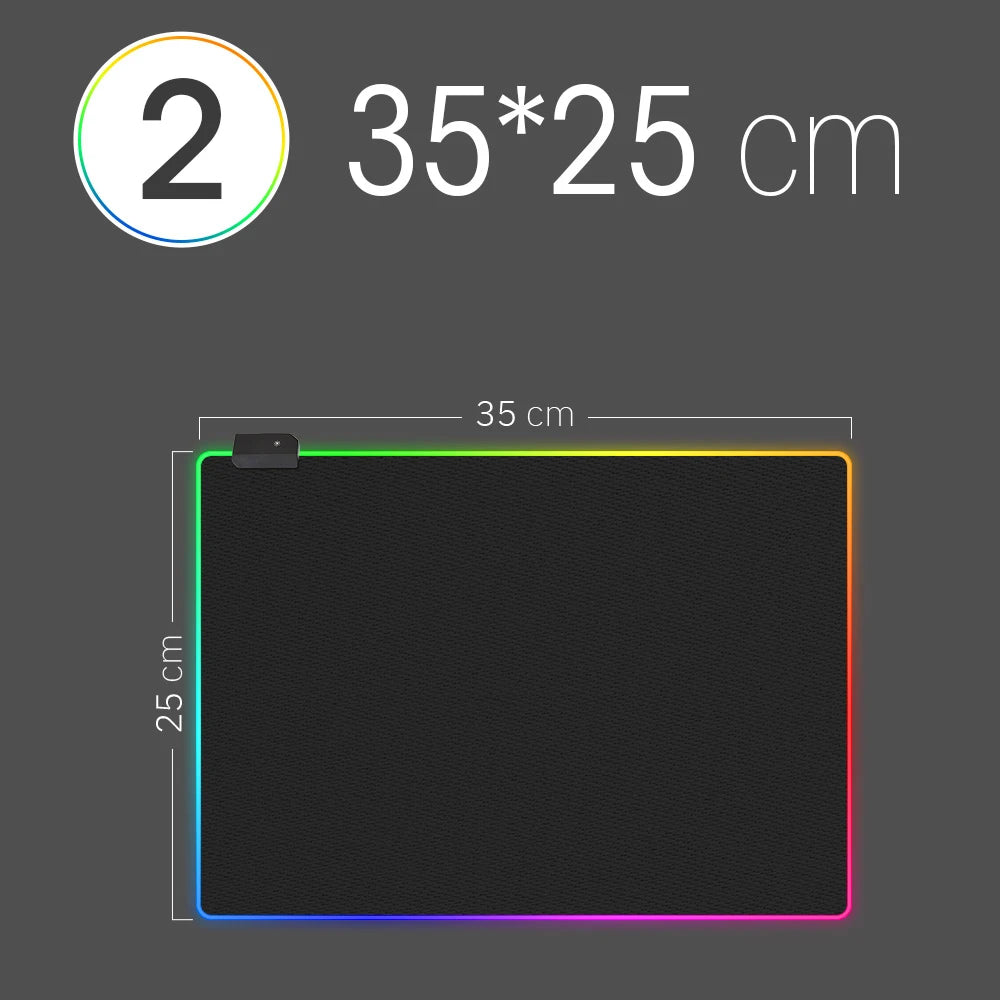 Mousepad LED RGB Gaming — 14 Modalità Luce, Antiscivolo, Multidimensione — Per PC e Gamer