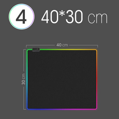 Mousepad LED RGB Gaming — 14 Modalità Luce, Antiscivolo, Multidimensione — Per PC e Gamer