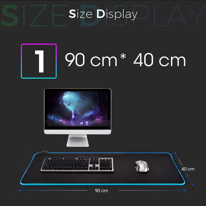 Mousepad LED RGB Gaming — 14 Modalità Luce, Antiscivolo, Multidimensione — Per PC e Gamer