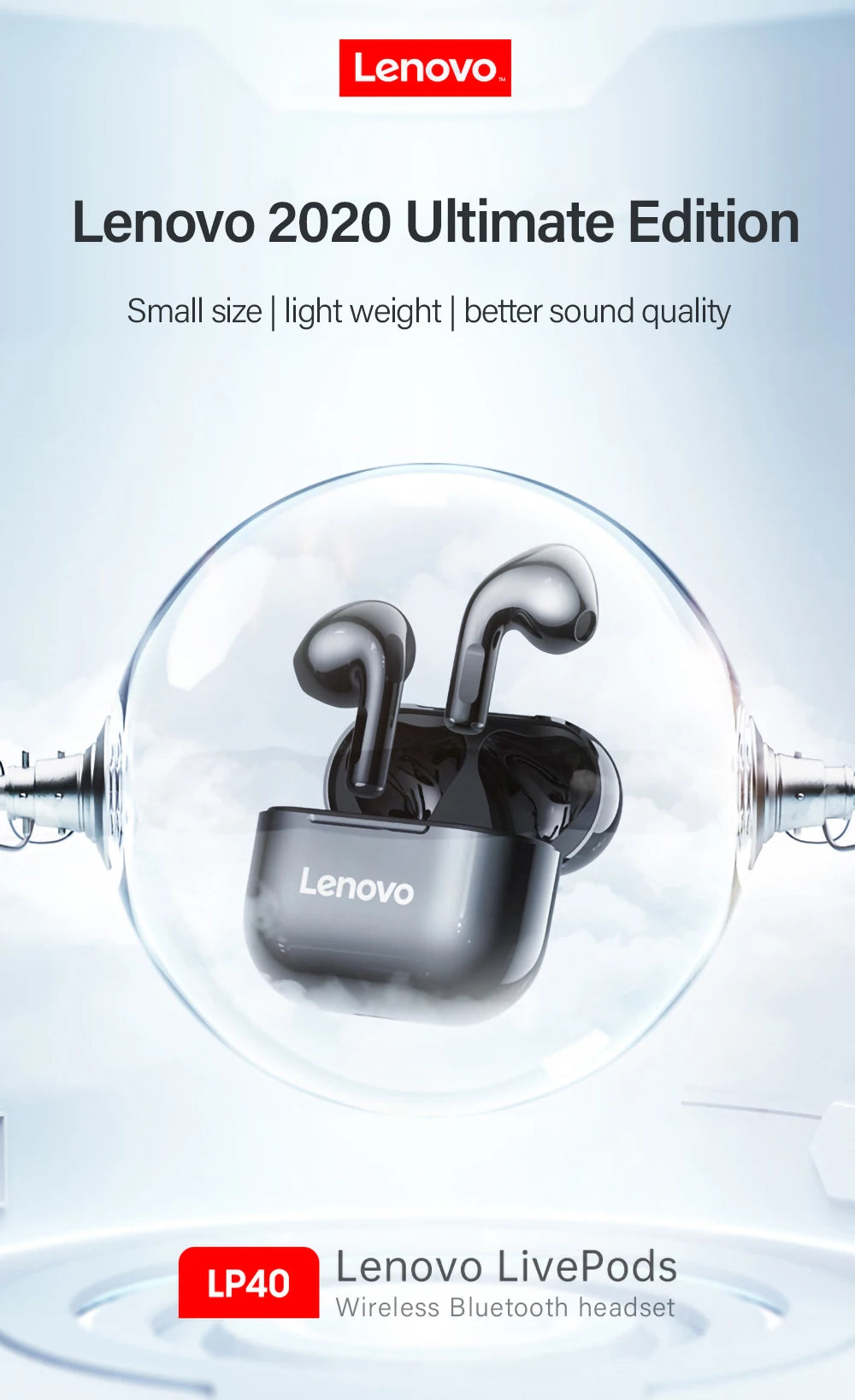 🎧 Auricolari Inalámbricos Lenovo LP40 Pro TWS | Bluetooth 5.0 | Controllo Touch | Sport & Uso Quotidiano