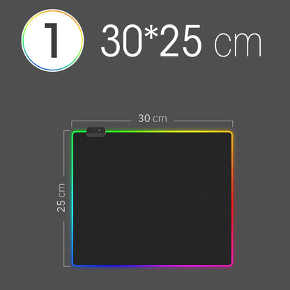 Mousepad LED RGB Gaming — 14 Modalità Luce, Antiscivolo, Multidimensione — Per PC e Gamer