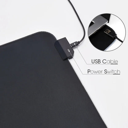 Mousepad LED RGB Gaming — 14 Modalità Luce, Antiscivolo, Multidimensione — Per PC e Gamer