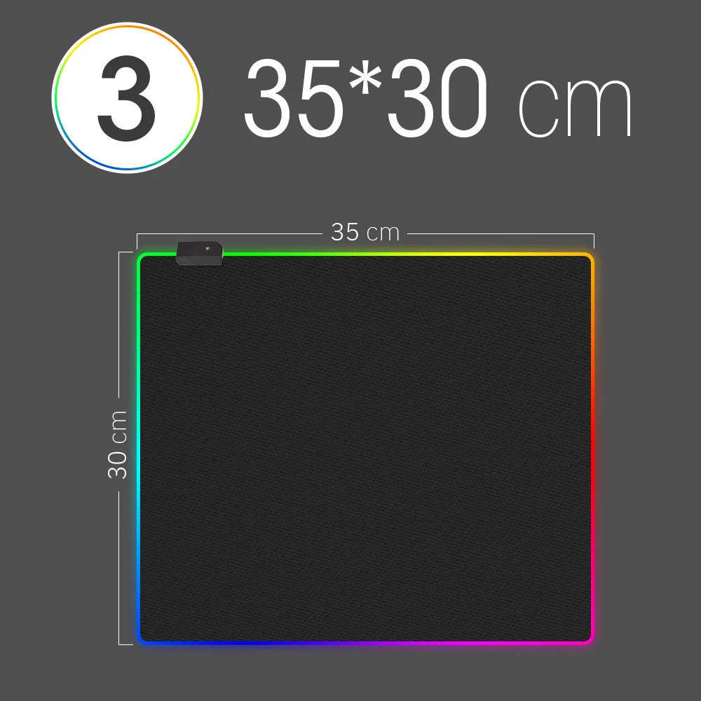 Mousepad LED RGB Gaming — 14 Modalità Luce, Antiscivolo, Multidimensione — Per PC e Gamer