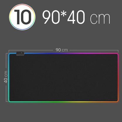 Mousepad LED RGB Gaming — 14 Modalità Luce, Antiscivolo, Multidimensione — Per PC e Gamer