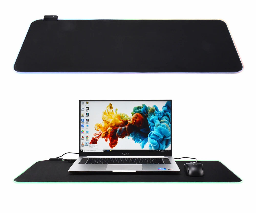 Mousepad LED RGB Gaming — 14 Modalità Luce, Antiscivolo, Multidimensione — Per PC e Gamer