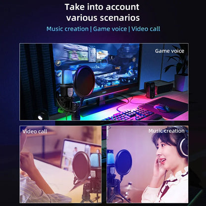 🎤 Microfono USB RGB Condensatore | Riduzione Rumore | Podcast, Streaming & Studio | PC e Laptop