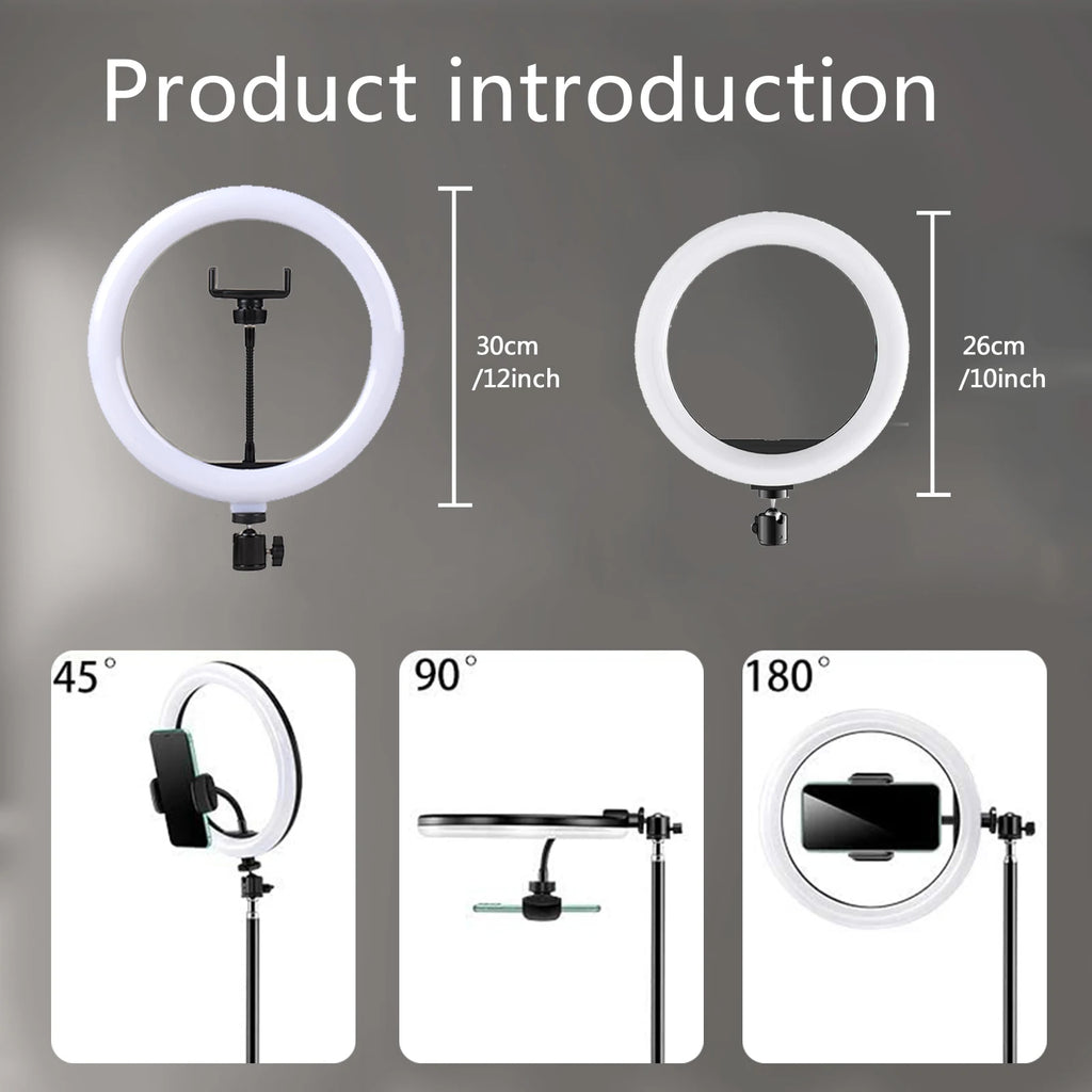 Ring Light LED Selfie 10" / 12" – Luce Fotografica Dimmerabile con Treppiede | Consegna Rapida EU