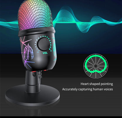 🎤 Microfono USB Condensatore RGB | Riduzione Rumore | Jack Auricolari | Gaming, Podcast & Streaming