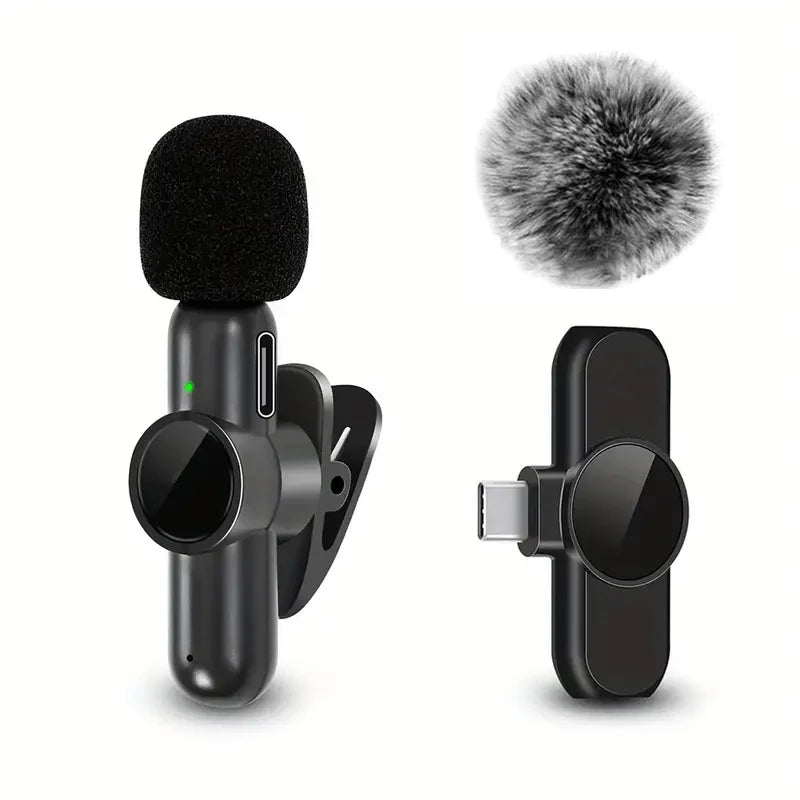 Microfono Lavalier Wireless — Plug & Play per iPhone e Android — 10h Batteria, 20m Portata