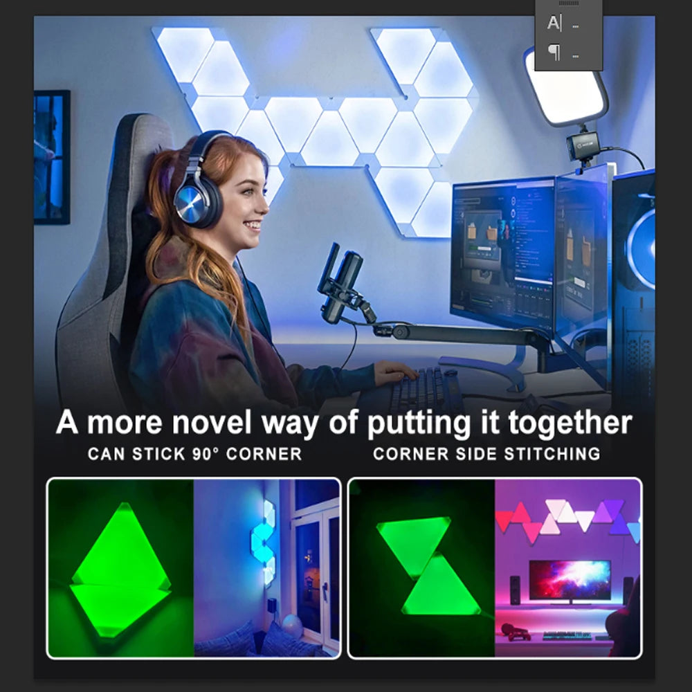 💡 Lámparas LED Triángulo RGB | WiFi & Bluetooth | Control por App | Decoración Gaming y Dormitorio