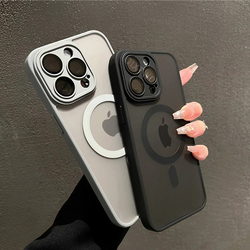 Cover MagSafe Matte Armor iPhone 11 al 17 / Air / Pro / Max — Ricarica Wireless, Antiurto