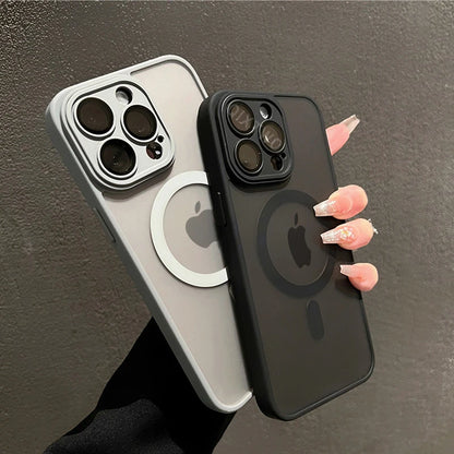 Cover MagSafe Matte Armor iPhone 11 al 17 / Air / Pro / Max — Ricarica Wireless, Antiurto