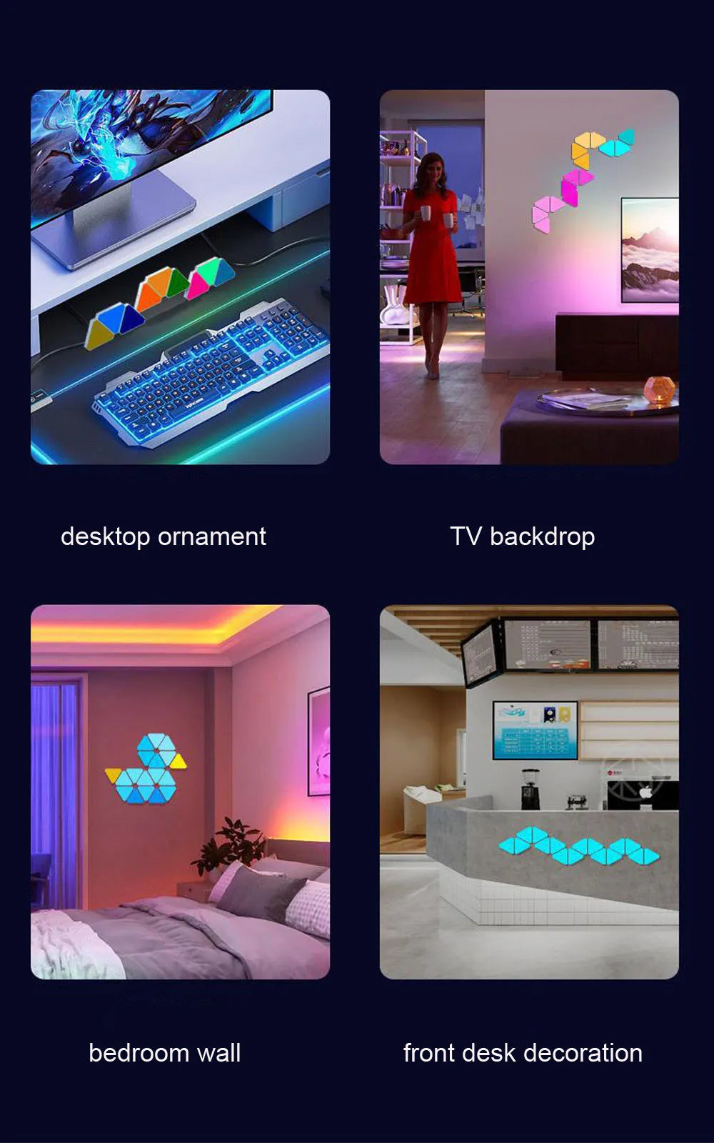 💡 Lámparas LED Triángulo RGB | WiFi & Bluetooth | Control por App | Decoración Gaming y Dormitorio