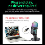 🎤 Microfono USB Condensatore RGB Gaming Podcast