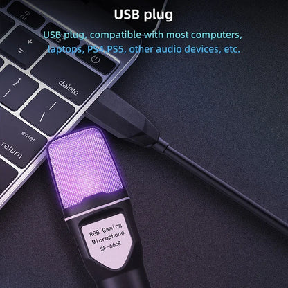 🎤 Microfono USB RGB Condensatore | Riduzione Rumore | Podcast, Streaming & Studio | PC e Laptop