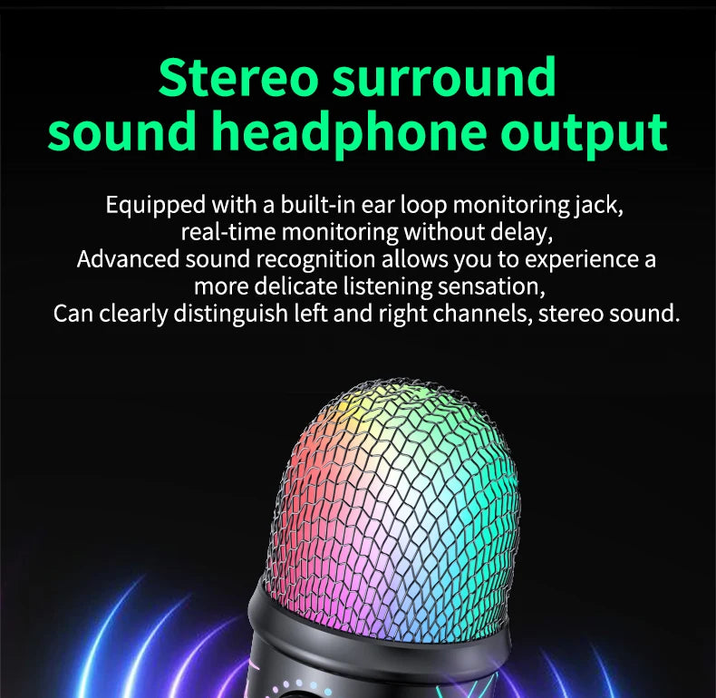 🎤 Microfono USB Condensatore RGB | Riduzione Rumore | Jack Auricolari | Gaming, Podcast & Streaming