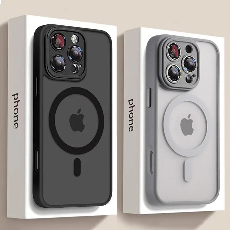 Cover MagSafe Matte Armor iPhone 11 al 17 / Air / Pro / Max — Ricarica Wireless, Antiurto