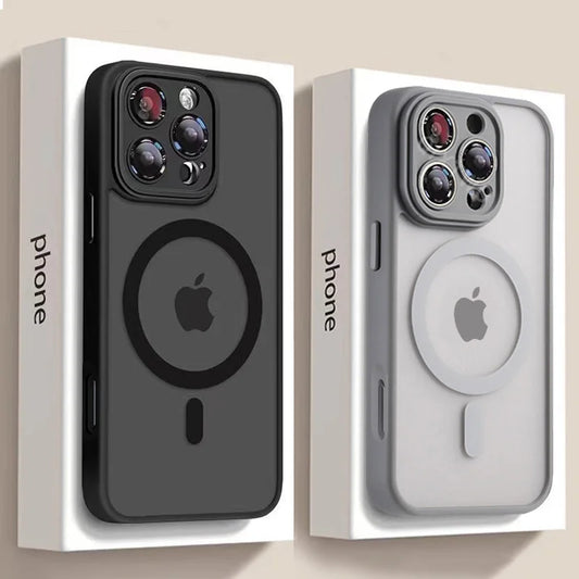 Cover MagSafe Matte Armor iPhone 11 al 17 / Air / Pro / Max — Ricarica Wireless, Antiurto