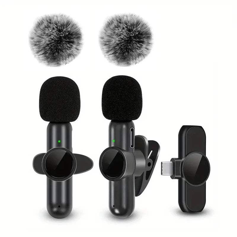 Microfono Lavalier Wireless — Plug & Play per iPhone e Android — 10h Batteria, 20m Portata