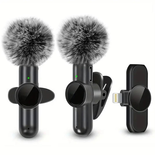 Microfono Lavalier Wireless — Plug & Play per iPhone e Android — 10h Batteria, 20m Portata