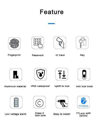 Serratura Intelligente TTLock — Impronta, Codice, RFID, App, Alexa — IP66 Alluminio per Porte