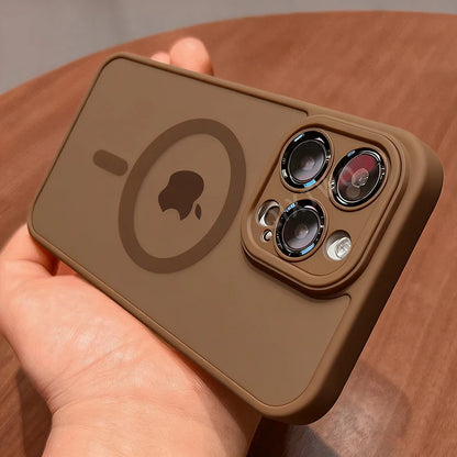 Cover MagSafe Matte Armor iPhone 11 al 17 / Air / Pro / Max — Ricarica Wireless, Antiurto