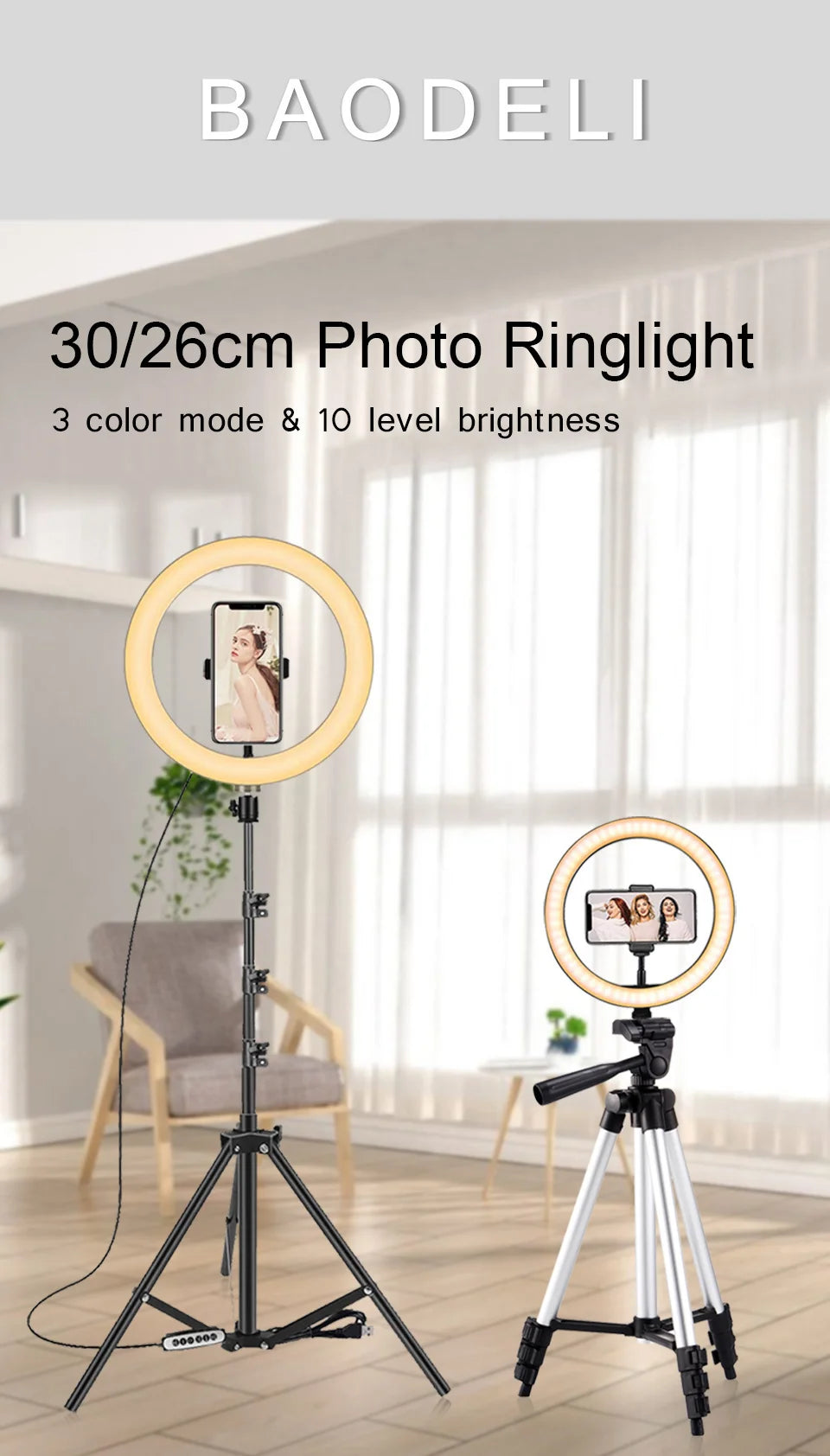 Ring Light LED Selfie 10" / 12" – Luce Fotografica Dimmerabile con Treppiede | Consegna Rapida EU