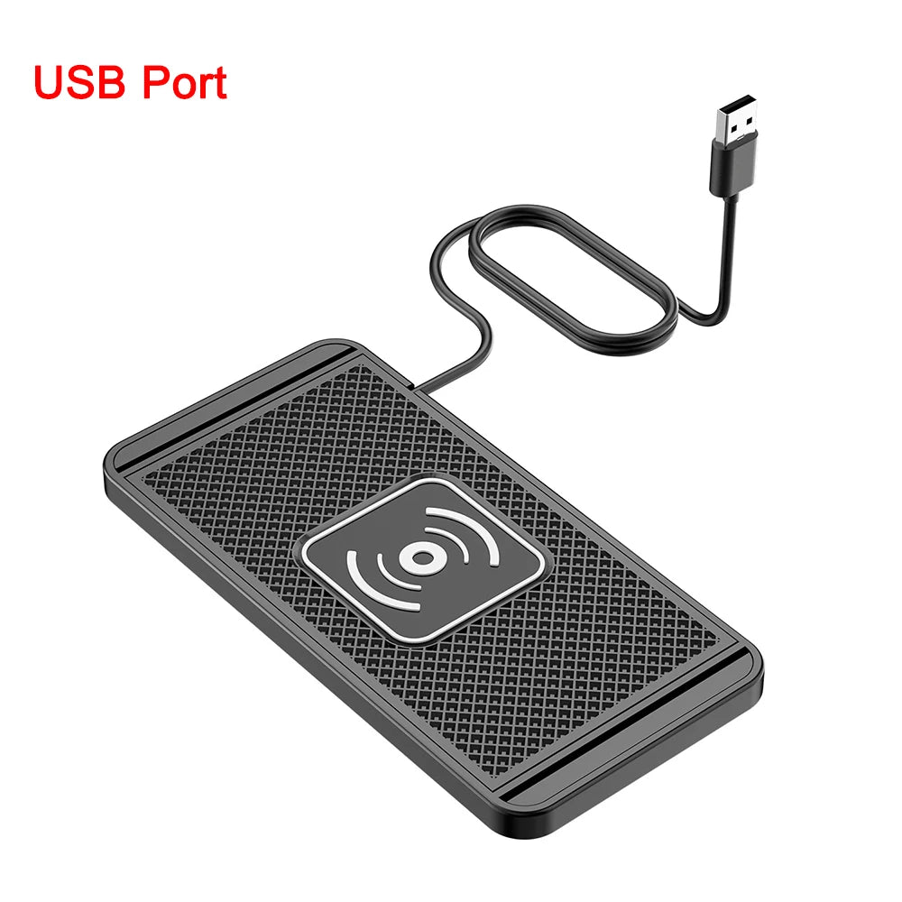 🚗 Caricatore Wireless per Auto 15W | Tappetino Antiscivolo | USB & USB-C | iPhone & Android