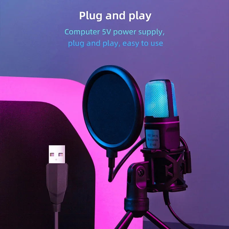 🎤 Microfono USB RGB Condensatore | Riduzione Rumore | Podcast, Streaming & Studio | PC e Laptop