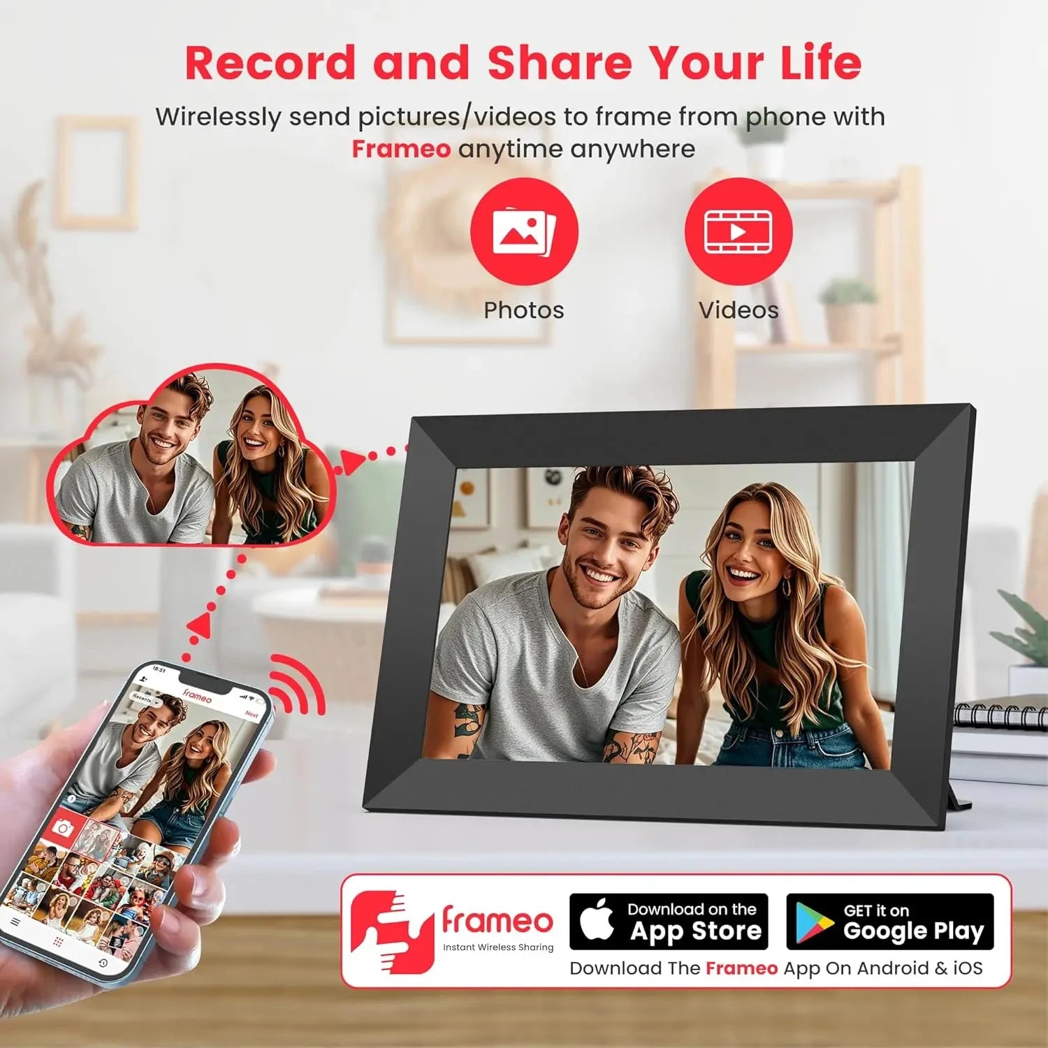 🖼️ Cornice Digitale WiFi 10.1" | Schermo IPS HD Touch | 32GB/64GB | App Frameo | Regalo Perfetto