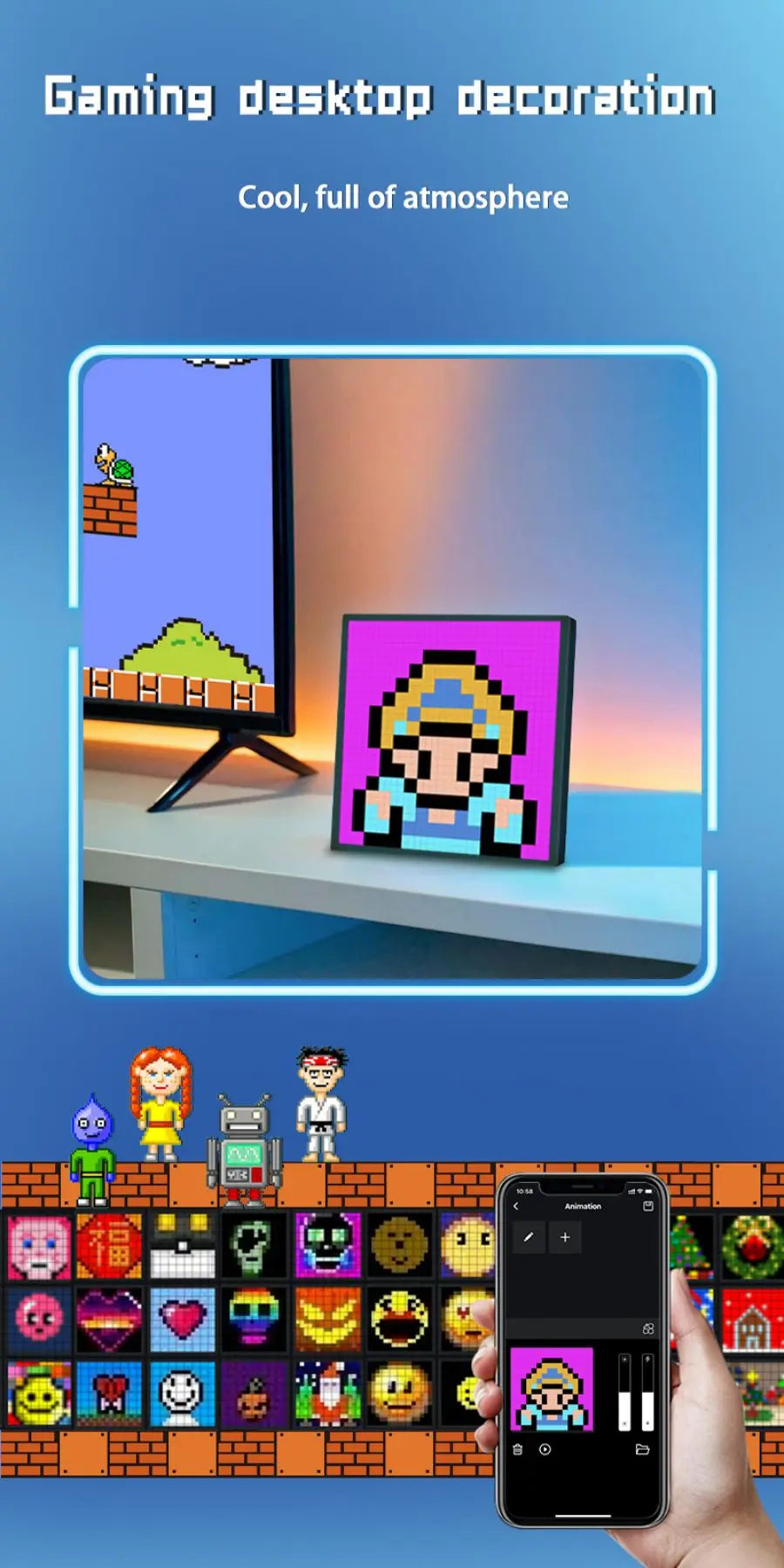 🎮 Schermo LED Pixel Matrix RGB | 32x32 / 64x64 | Bluetooth & App | Decorazione Gaming & Anime