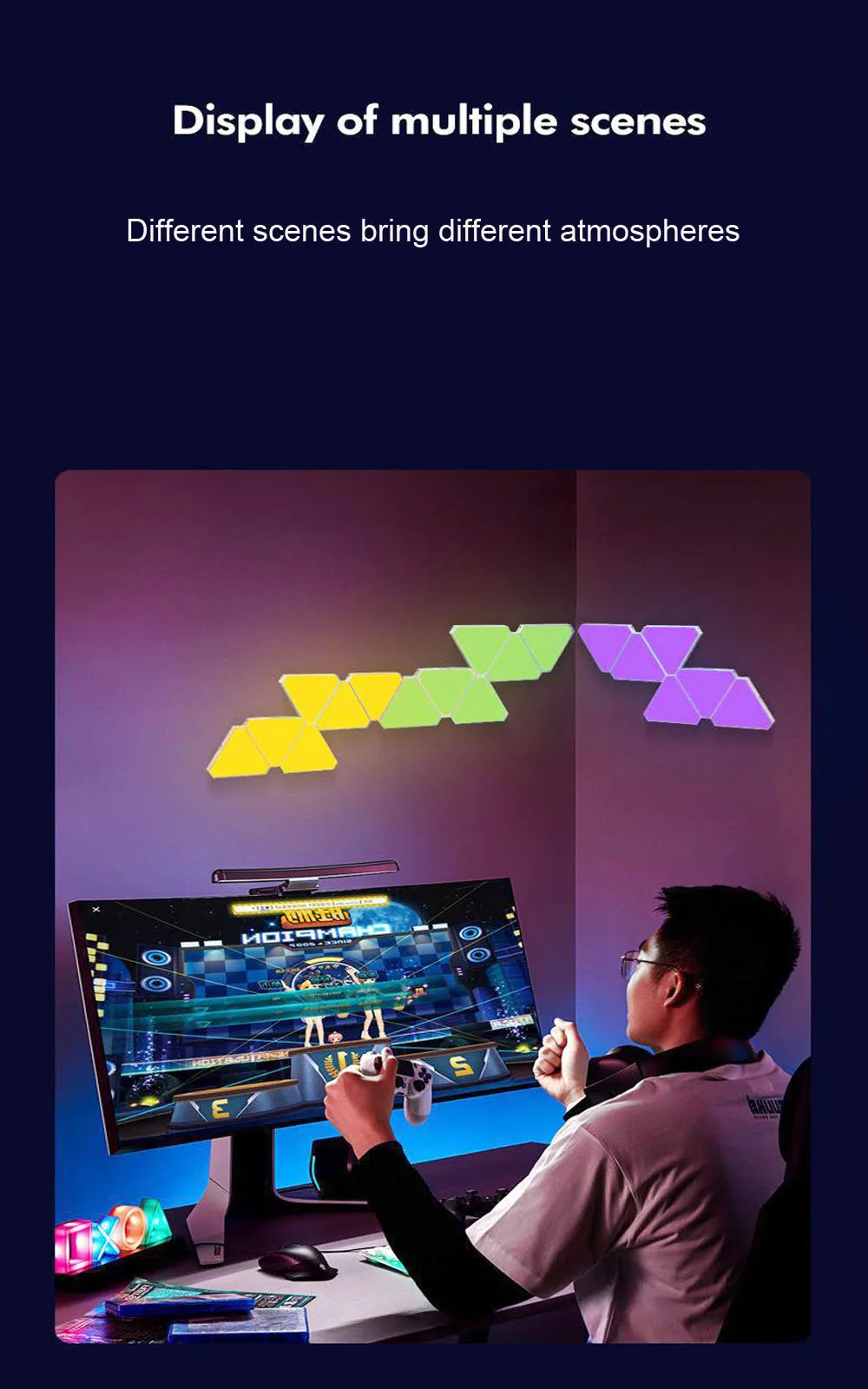 💡 Lámparas LED Triángulo RGB | WiFi & Bluetooth | Control por App | Decoración Gaming y Dormitorio