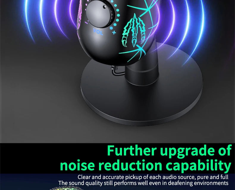 🎤 Microfono USB Condensatore RGB | Riduzione Rumore | Jack Auricolari | Gaming, Podcast & Streaming