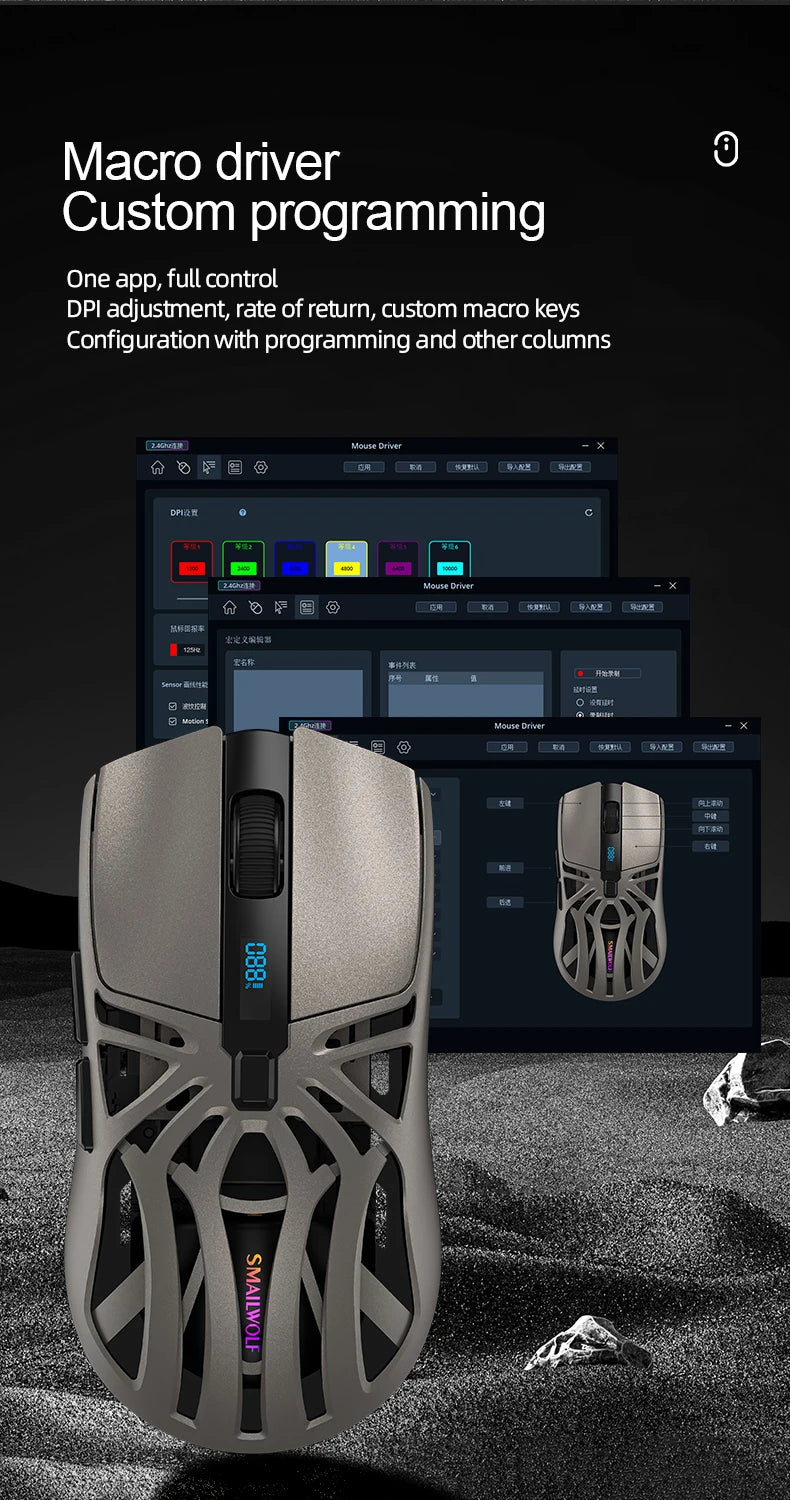🖖️ Mouse Gaming SMAILWOLF RS8 | Bluetooth + 2.4G + Cavo | 10000 DPI | Retroilluminato | 8 Colori