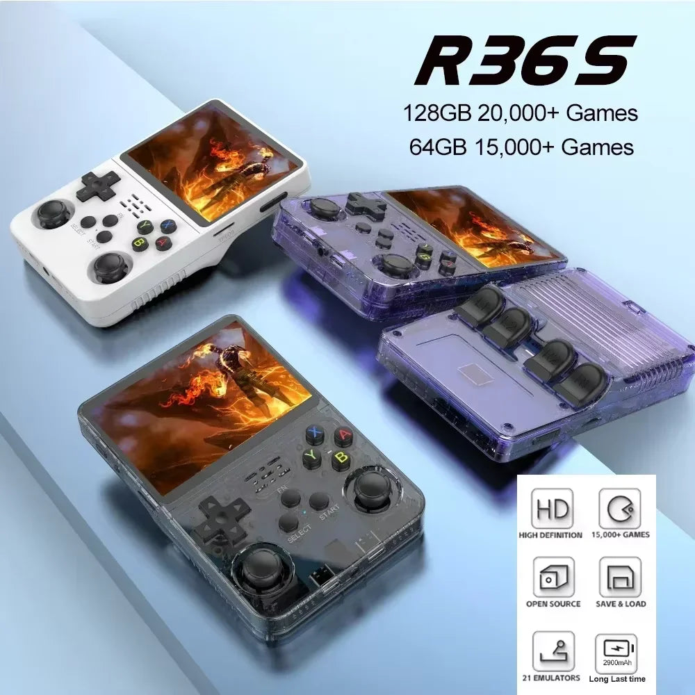 Console Retro Portatile BOYHOM R36S — ARKOS 2.0, Schermo IPS 3.5", 15.000+ Giochi, 64G/128G