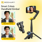 AOCHUAN Smart X3 Stabilizzatore Gimbal a 3 Assi per Smartphone con Rotazione 360°, Telecomando Magnetico e Asta Estensibile