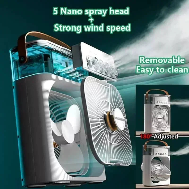 ❄️ Ventilatore Portatile 3 in 1 | Aria Condizionata + Umidificatore + Luce LED 7 Colori | USB | Casa e Ufficio