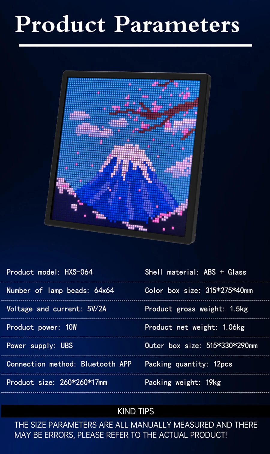 🎮 Schermo LED Pixel Matrix RGB | 32x32 / 64x64 | Bluetooth & App | Decorazione Gaming & Anime