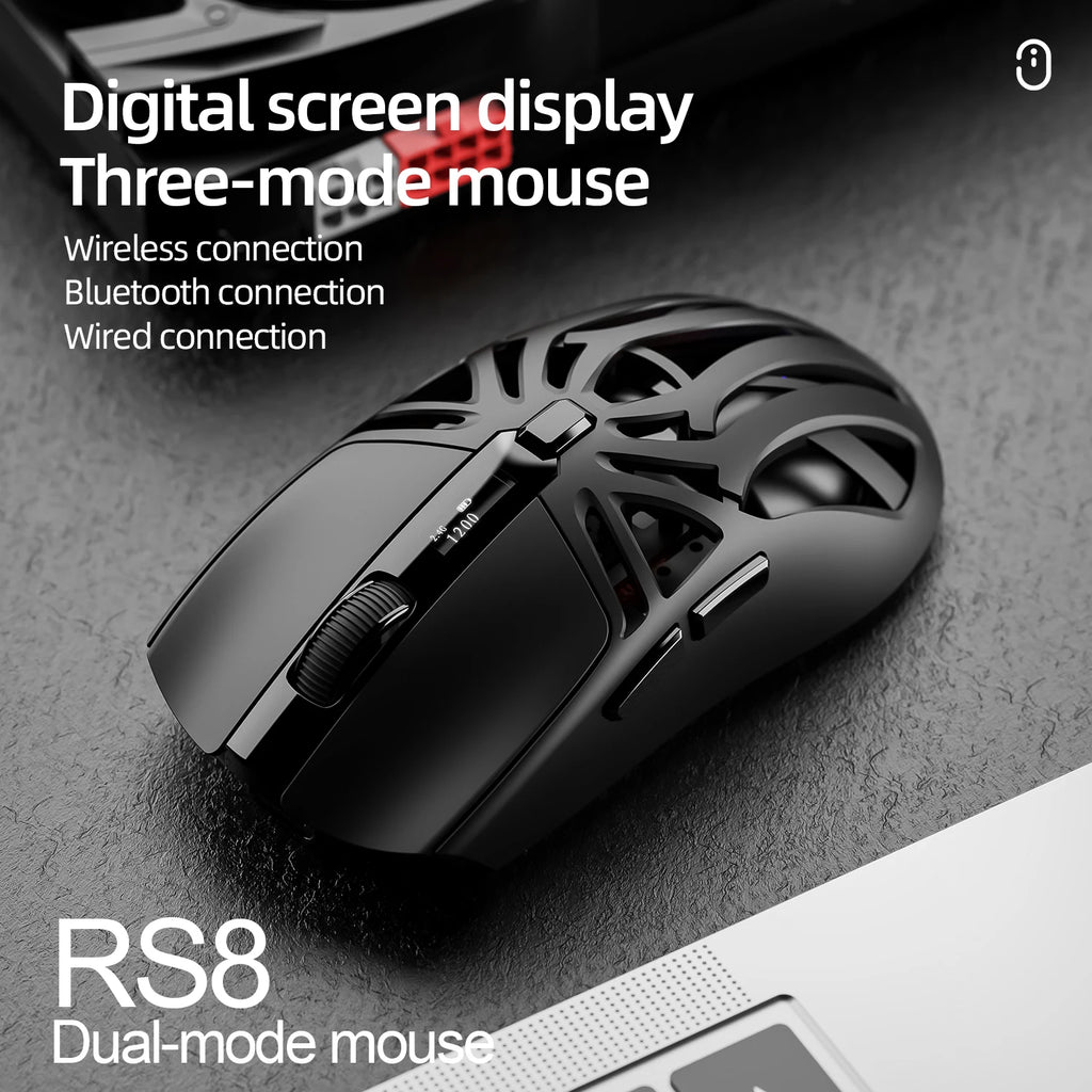🖖️ Mouse Gaming SMAILWOLF RS8 | Bluetooth + 2.4G + Cavo | 10000 DPI | Retroilluminato | 8 Colori