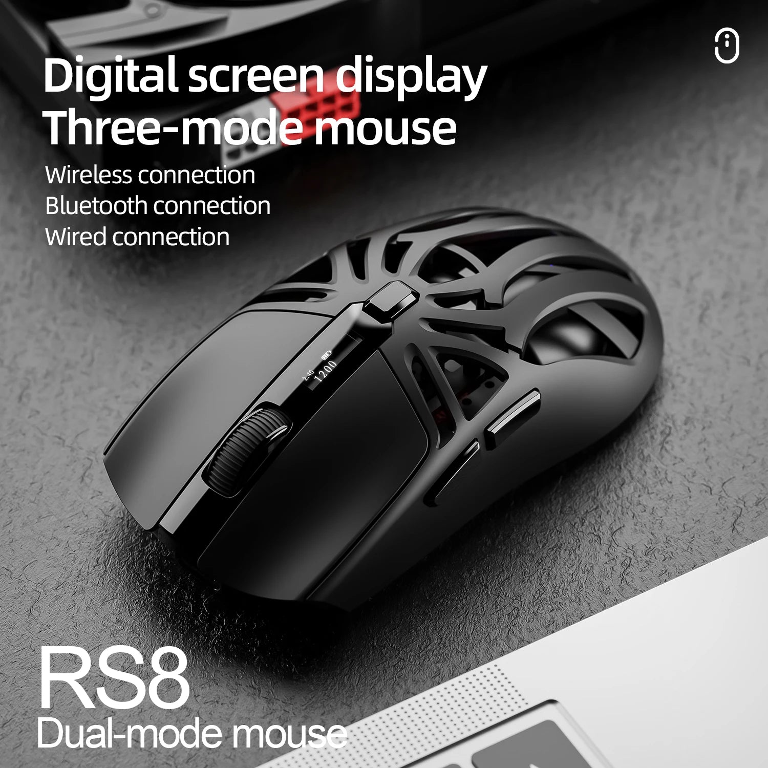🖖️ Mouse Gaming SMAILWOLF RS8 | Bluetooth + 2.4G + Cavo | 10000 DPI | Retroilluminato | 8 Colori
