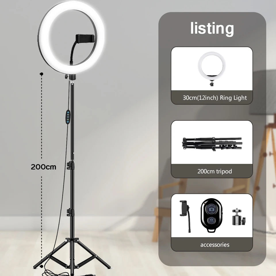 Ring Light LED Selfie 10" / 12" – Luce Fotografica Dimmerabile con Treppiede | Consegna Rapida EU