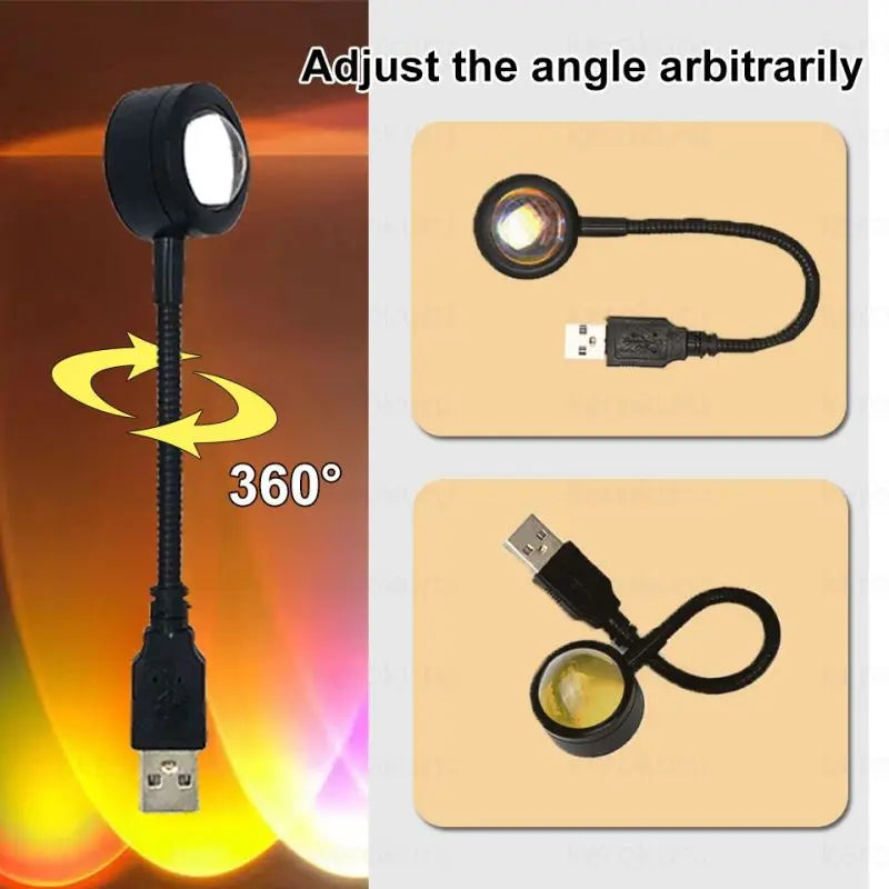 ✨ Lampada LED Proiettore Sunset RGB | Luce Notturna Arcobaleno | USB | Decorazione & Fotografia