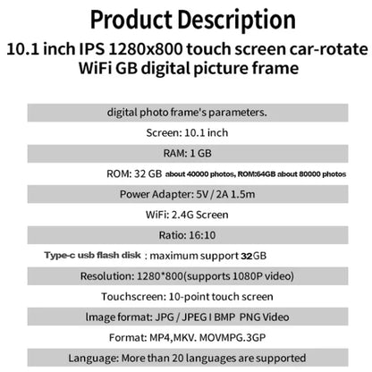 🖼️ Cornice Digitale WiFi 10.1" | Schermo IPS HD Touch | 32GB/64GB | App Frameo | Regalo Perfetto