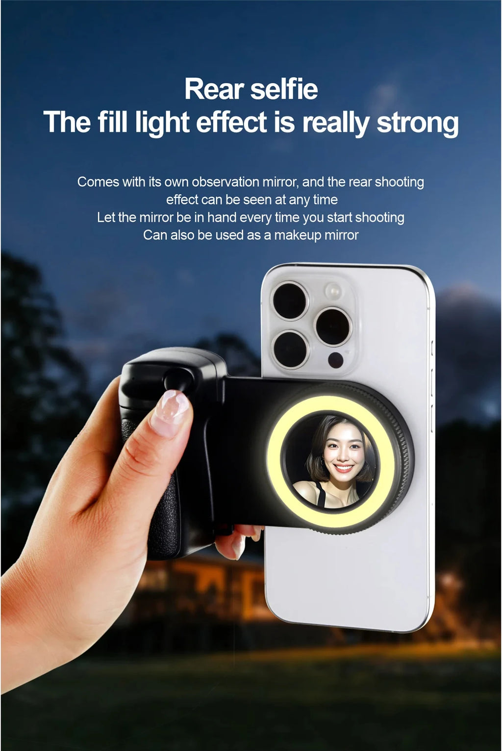 📸 Grip MagSafe con luz de relleno + control remoto Bluetooth | Selfies y contenido sin vibraciones