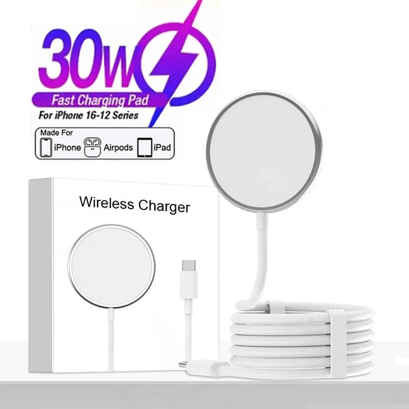 ⚡ Caricatore Wireless Magnetico 30W | Compatibile MagSafe | iPhone 8-16 & AirPods | Ricarica Rapida USB-C