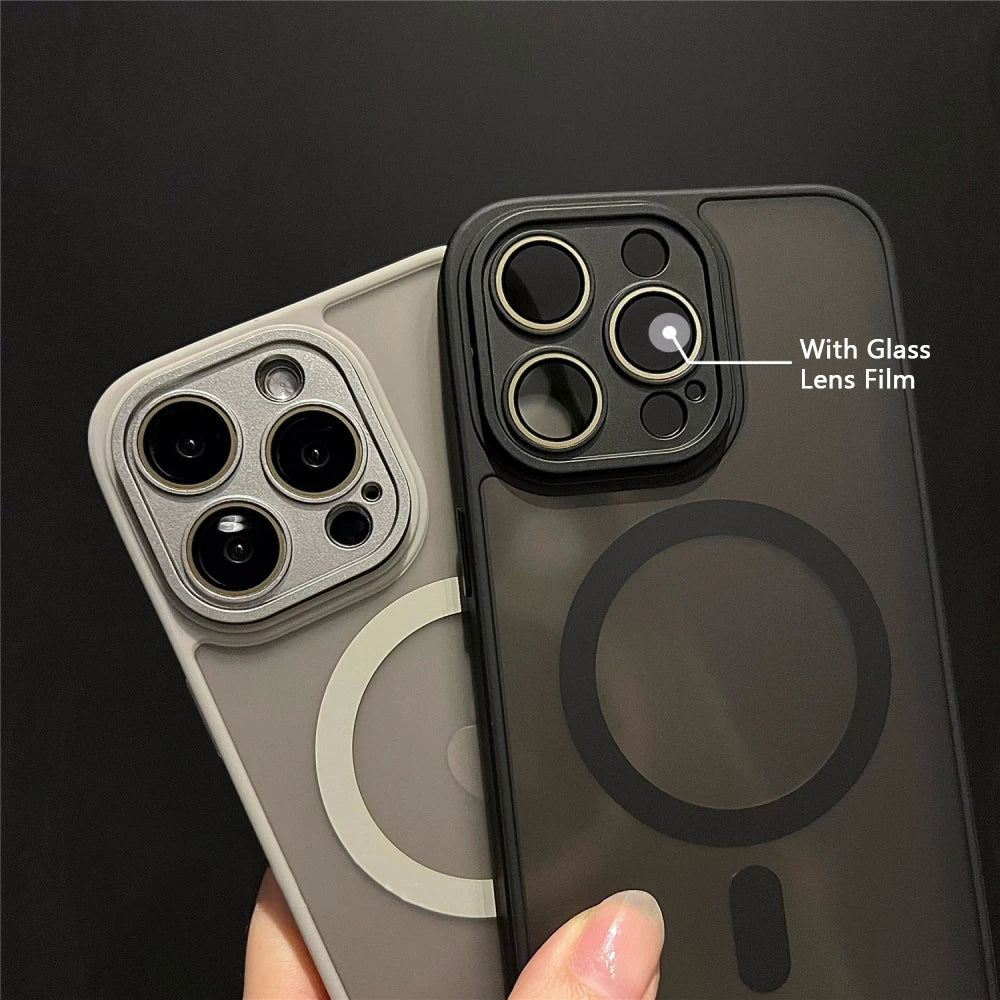 Cover MagSafe Matte Armor iPhone 11 al 17 / Air / Pro / Max — Ricarica Wireless, Antiurto