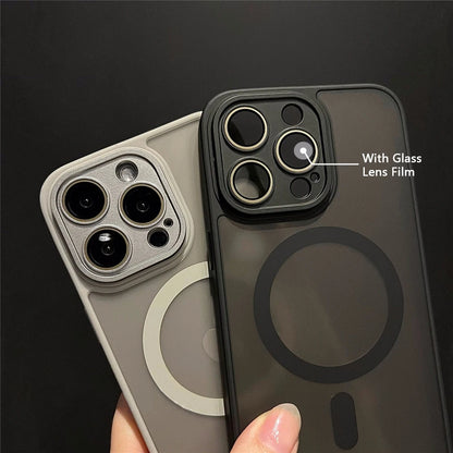 Cover MagSafe Matte Armor iPhone 11 al 17 / Air / Pro / Max — Ricarica Wireless, Antiurto